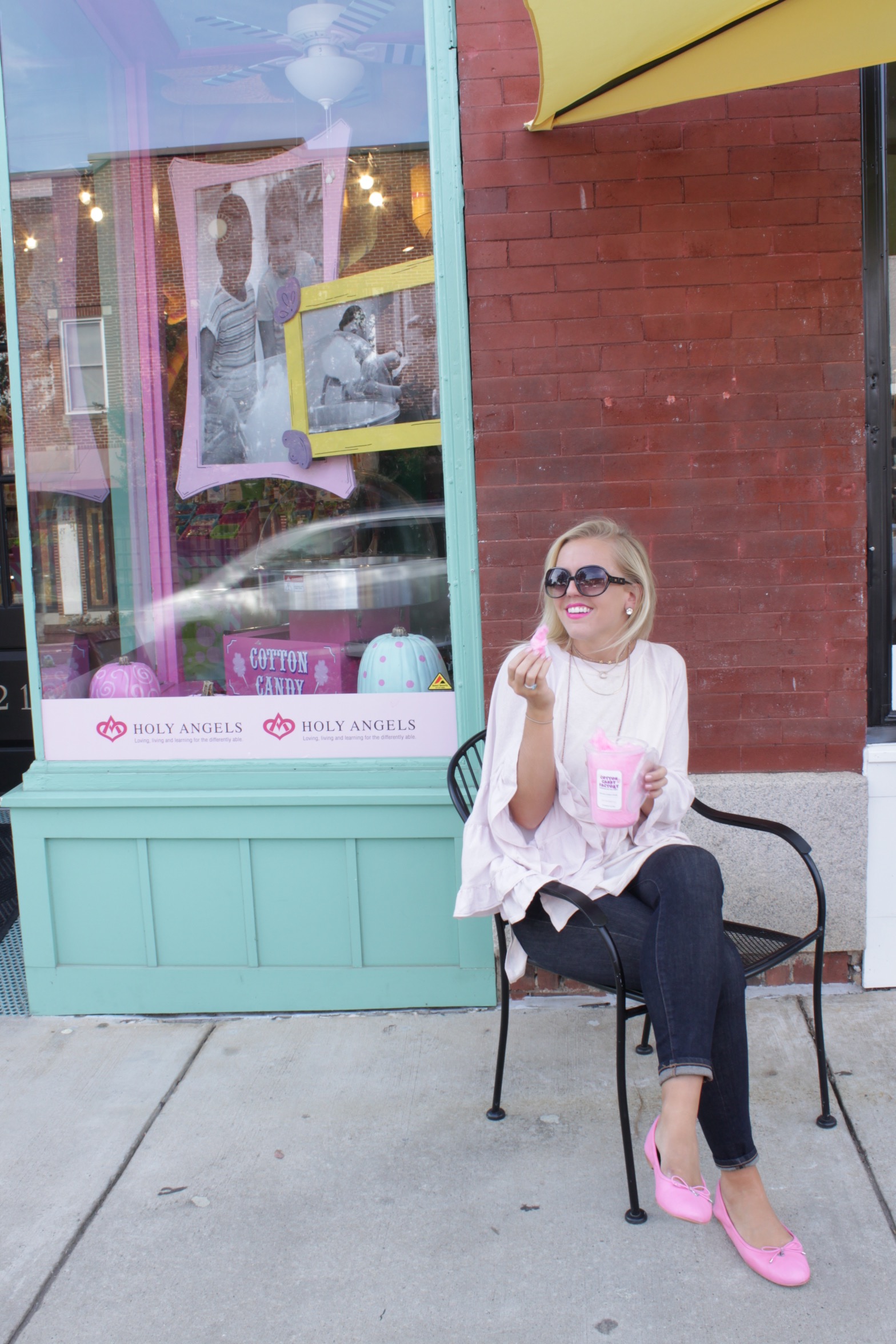 candy pink top and flats