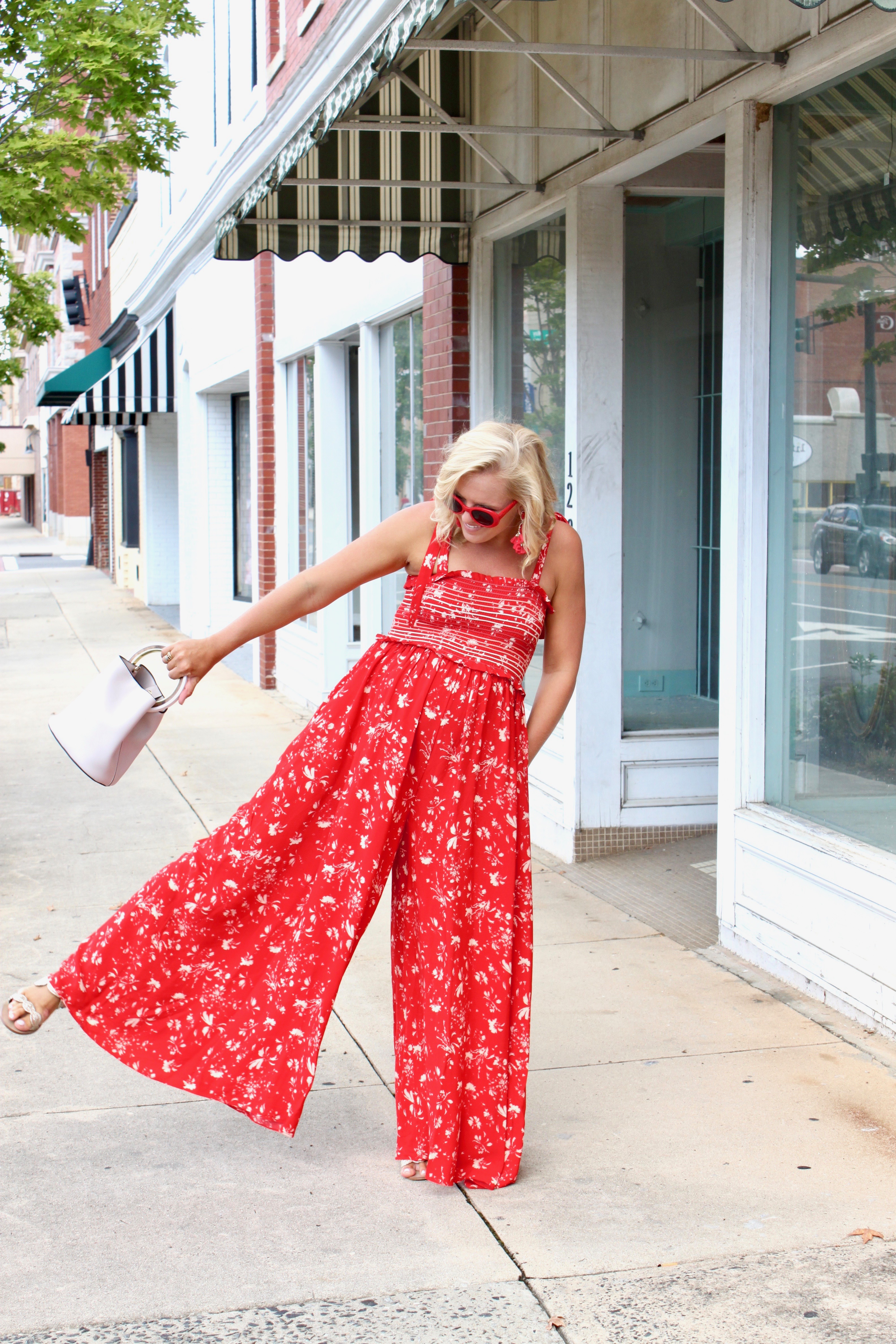 Red Floral Jumpsuit - Reese's Hardwear Maternity Style